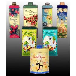 Lot of 7: Talc Tins.