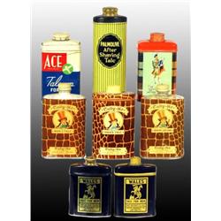 Lot of 8: Miscellaneous Men's Talc Tins.