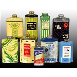 Lot of 9: Miscellaneous Men's Talc Tins.