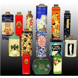Lot of 14: Miscellaneous Talc Tins.