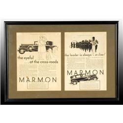 Lot of 2: Framed Marmon Magazine Ads.