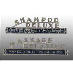 Lot of 2: Aluminum Die Cut Advertising Plaques.