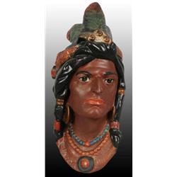 Chalkware Female Indian Dimensional Wall Plaque.