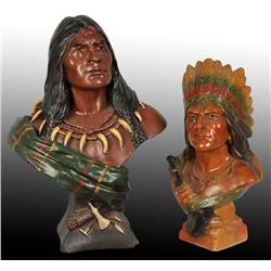 Lot of 2: Chalkware Indian Busts.