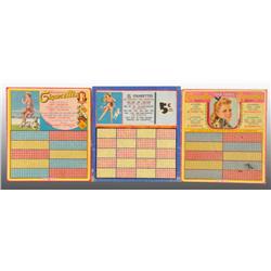 Lot of 3: Assorted Cigarette Punch Boards.