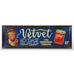 Tin Velvet Tobacco Self-Framed Sign.