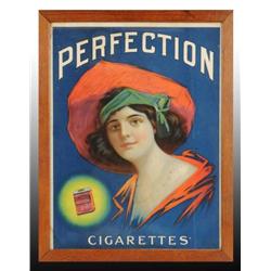 Cardboard Perfection Cigarettes Sign.