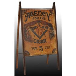 Cardboard & Wood "Master of All" Cigar Sign.