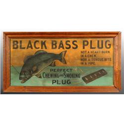 Heavy Paper Black Bass Plug Sign.