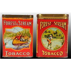 Lot of 2: Forest & Stream Vertical Tobacco Tins.