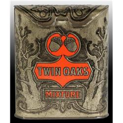 Embossed Twin Oaks Vertical Pocket Tobacco Tin.