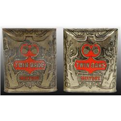 Lot of 2: Twin Oaks Embossed Pocket Tobacco Tins.