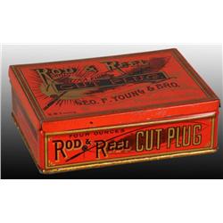 Rod & Reel Square Corner Pocket Tobacco Tin.