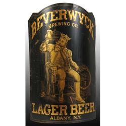 Embossed Tin Over Wood Beverwyck Beer Sign.