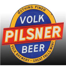 Porcelain Volk Beer Die-Cut 2-Sided Sidewalk Sign.