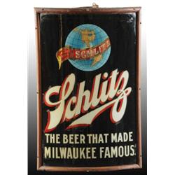 Reverse on Glass Schlitz Lighted Corner Sign.