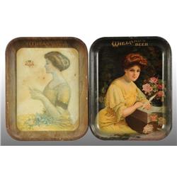 Lot of 2: Tin Litho Wieland's Beer Serving Trays.