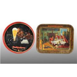 Lot of 2: Tin Litho Budweiser Beer Serving Trays.
