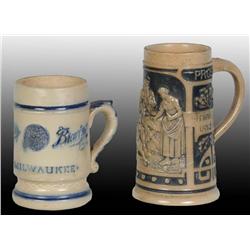 Lot of 2: Stoneware Beer Mugs.
