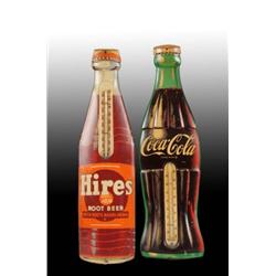 Lot of 2: Embossed Tin Die-Cut Thermometers.