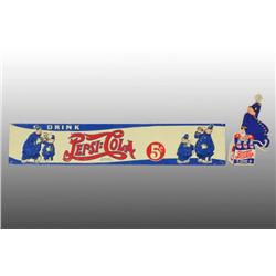 Lot of 2: Embossed Tin Pepsi Sign & Fan Pull.