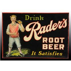 Embossed Tin Rader's Root Beer Sign.
