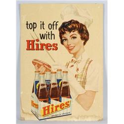 Hires Root Beer Cardboard Easel-Back Sign.