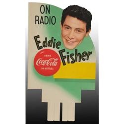 Cardboard Coca-Cola Eddie Fisher Die-Cut Sign.