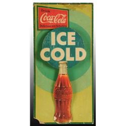 Cardboard Coca-Cola Hanging Dimensional Sign.