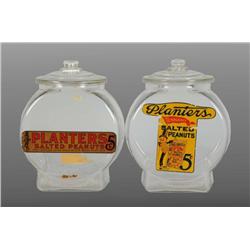 Lot of 2: Planters Peanut Fishbowl Jars.