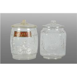 Lot of 2: Embossed Planters Peanut Jars.