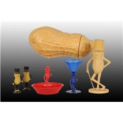 Lot of 6: Assorted Plastic Planters Peanut Items.