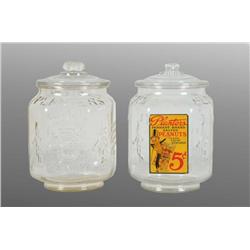 Lot of 2: 8-Sided Planters Peanut Jars with Lids.