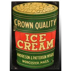 Embossed Tin Crown Quality Ice Cream Sidewalk Sign