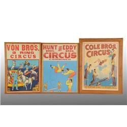 Lot of 3: Assorted Paper Circus Posters.