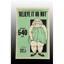 Paper Ripley's "Believe It or Not" Poster.