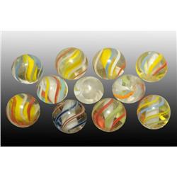 Lot of 11: Solid Core Marbles.