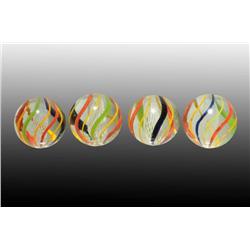 Lot of 4: Same Cane Swirl Marbles.