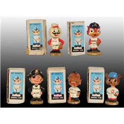 Lot of 5: Paper Mache Baseball Bobbing Head Dolls.