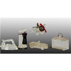 Lot of 5: Glass Candy Containers.