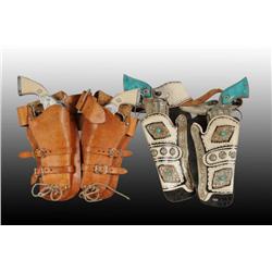 Lot of 2: Double Toy Cap Gun & Holster Sets.