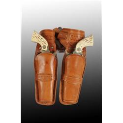 Western Gunsmoke Double Toy Cap Gun & Holster Set.