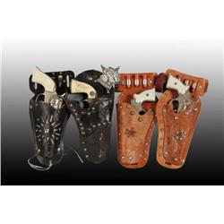 Lot of 3: Cowboy Toy Cap Gun & Holster Sets.