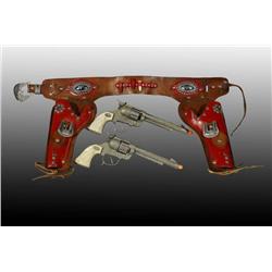 Gene Autry Double Toy Cap Gun & Holster Set.