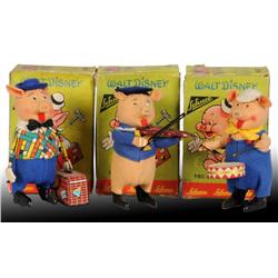 Lot of 3: Schuco Disney Three Little Pigs Toys.
