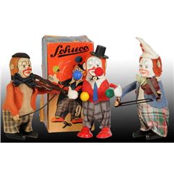 Lot of 3: Schuco Clown Figure Wind-Up Toys.