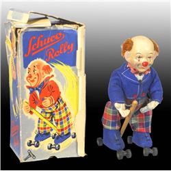 Tin Schuco Rolly Clown Wind-Up Toy.