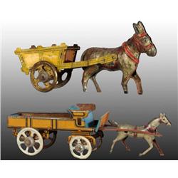 Lot of 2: Tin Animal-Drawn Penny Toys.