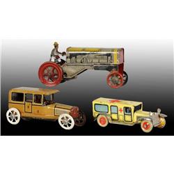 Lot of 3: Tin Transportation Vehicle Toys.