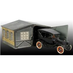 Tin Bing Wind-Up Automobile with Garage Toy.